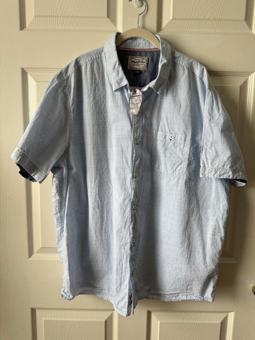 Flag & Anthem Short Sleeve Blue Button Down Shirt NWT Men’s XXL Casual Resort